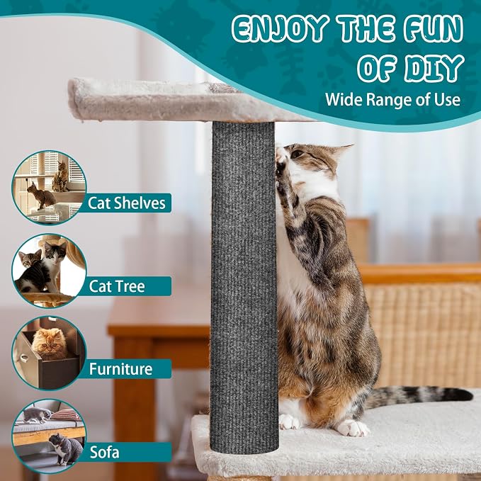 Climbing Cat Scratcher Mat Trimmable Cat Scratching Post Carpet 118’’x15.8’’ - Image 6