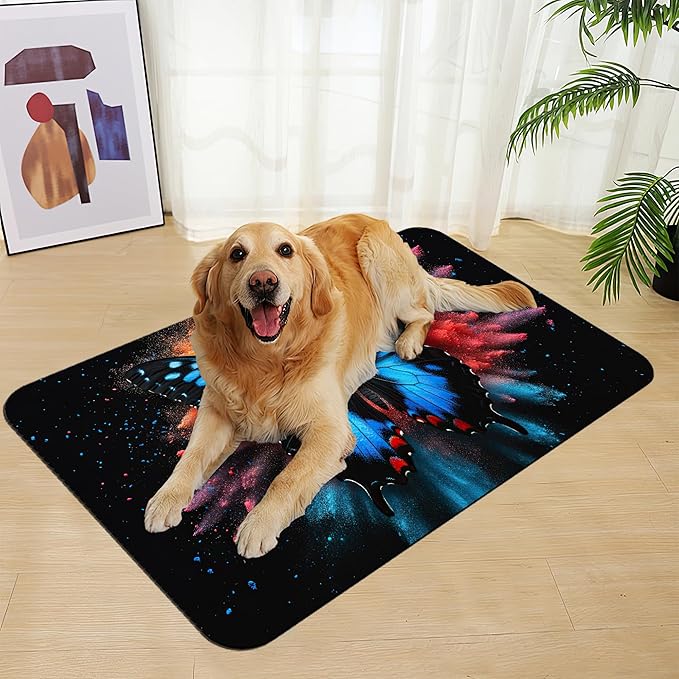 Blue Butterfly on Blooming Pet Feeding Mat–Christmas Stocking Quick Dry - Image 7