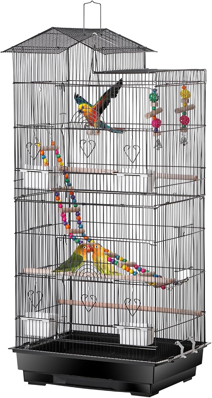 39-Inch Roof Top Bird Cage Large Flight Parrot Cage w/Toys by NovaMicrodermabrasion