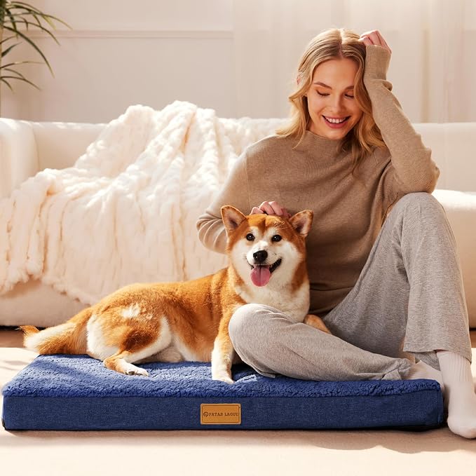 Patas Lague Orthopedic Dog Bed Large Sized Dog 36''X24'', Soft Waterproof Egg - Image 2