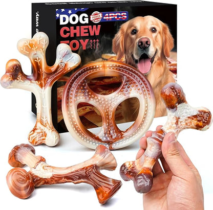 4 Pack Dog Chew Toys for Aggressive Chewers by OSORD