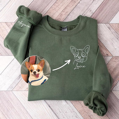 DILYPOD Personalized Embroidered Dog Mom Sweatshirt, Custom Line Art Portrait - Image 2