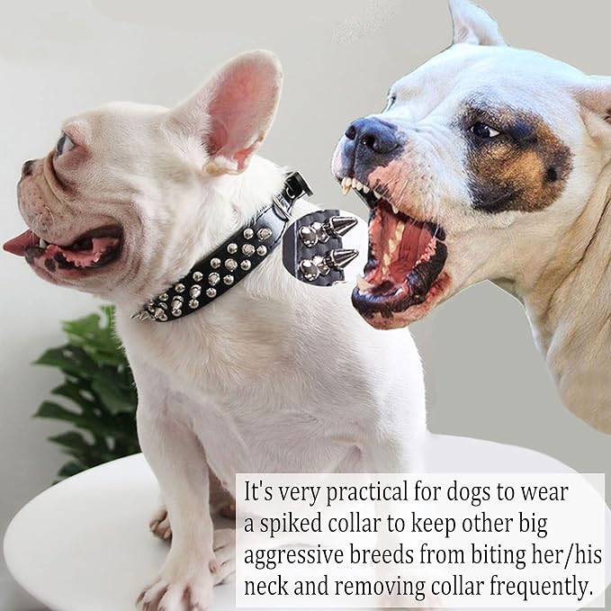 TEEMERRYCA Adjustable Microfiber Leather Spiked Studded Dog Collars - Image 3