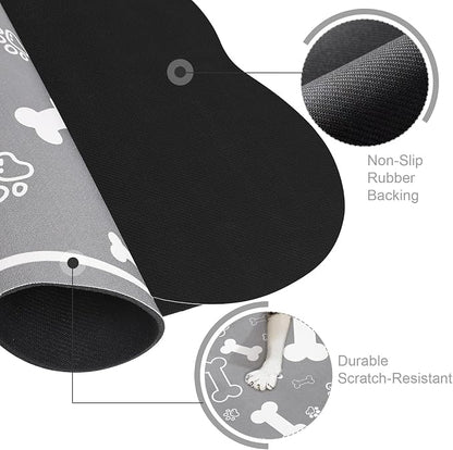 Dog Cat Food Mat, Rapid Absorbent Pet Feeding Mat, Bone Shaped Dog Placemat - Image 3