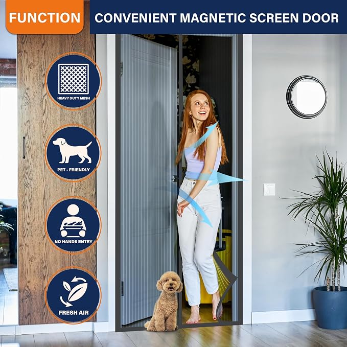 Magnetic Screen Door，Screen Door Mesh，Keep Bugs Out, Heavy-Duty Mesh Curtain - Image 4