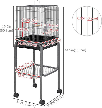 Pawhut 45-inch Metal Indoor Bird Cage, Parrot Cage, Bird Aviary - Image 7