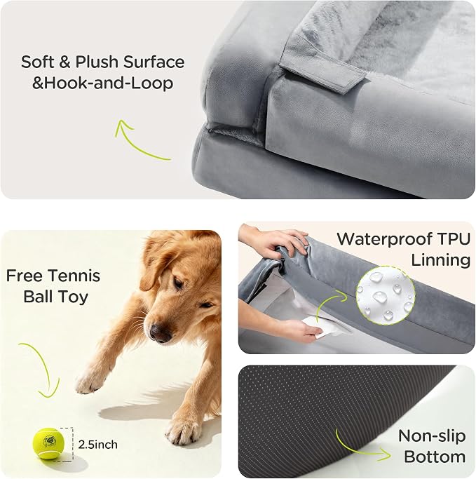 Orthopedic Dog Bed for Extra Large Dogs, XXL Waterproof Egg Crate Memory Foam - Image 6