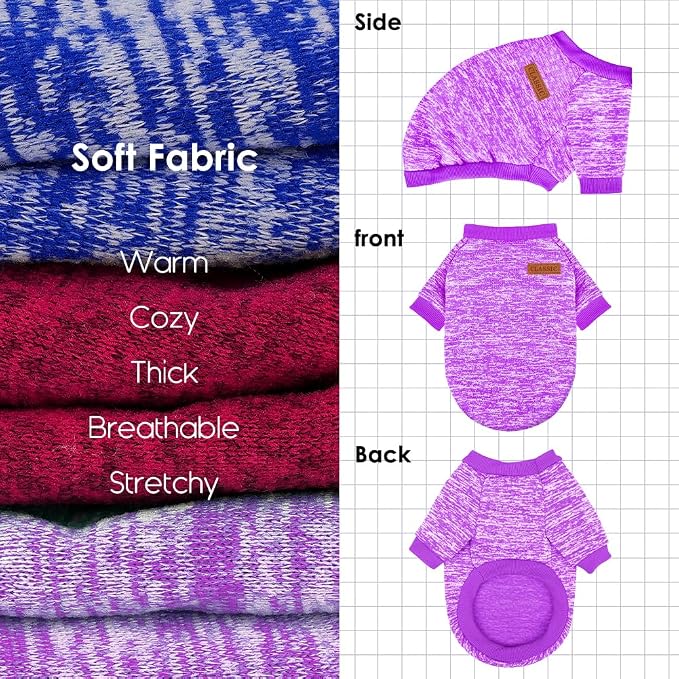 3 Pack Dog Sweaters for Small Dogs Girl Boy Winter Fleece Clothes Warm Soft Dog - Image 3