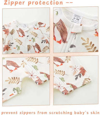 Unisex Summer Trendy 2-Pack Rompers Short Sleeve Zipped Bodysuit Infant Cotton - Image 4