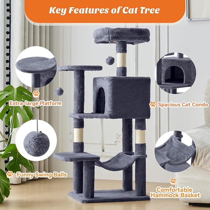 DUMOS Small 44 Inch Cat Tree Tower, Cat Climbing Tower - Image 3