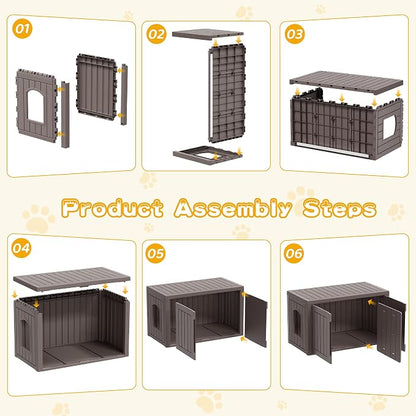 Cat Litter Box Enclosure, Indoor Outdoor Cat House Weatherproof, Side Table - Image 6
