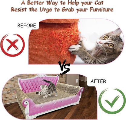 Luxury Cardboard Cat Scratcher Sofa Bed, Couch Shaped Scratching Board - Image 5
