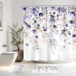 4 PCS Purple Floral Flower Shower Curtain Set 72Wx72H Inch Watercolor Pastel by Ufeela