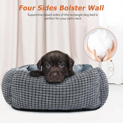 MIXJOY Dog Bed for Large Medium Small Dogs, Rectangle Washable Sleeping Puppy - Image 2