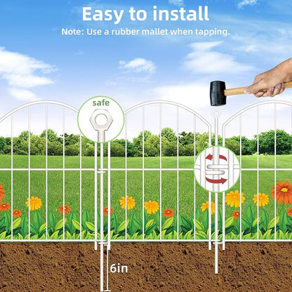 Decorative Garden Fence 17in x30ft, 30 Pack Rustproof Metal No Dig Fence Animal - Image 3