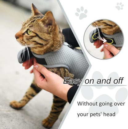 Cat Harness and Leash for Walking Escape Proof Breathable Mesh Fabric, Solid - Image 6
