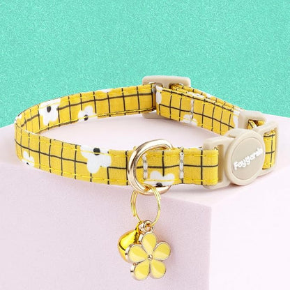 Faygarsle 2 Pack Striped Plaid Floral Pattern Cat Collars Breakaway Safety - Image 3