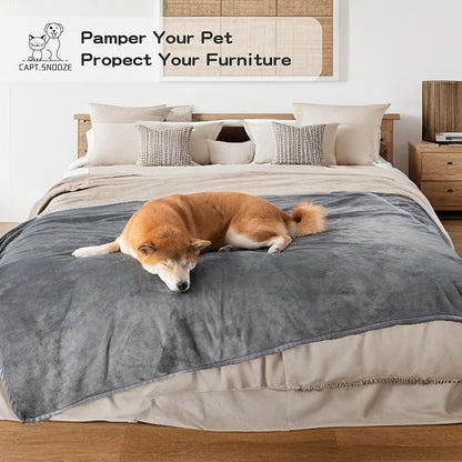 Waterproof Dog Blankets Dark Grey, Soft Fluffy Sofa Car Bed Protector, - Image 6