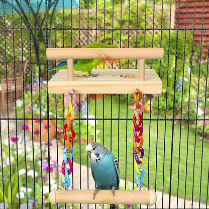 Natural Wood Bird Perch Platform - Image 5