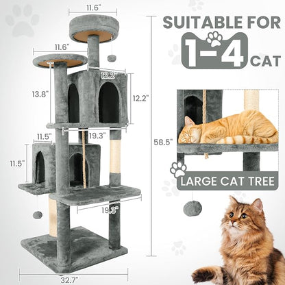 58.5inch Large Cat Tree Tower Condo - Image 3