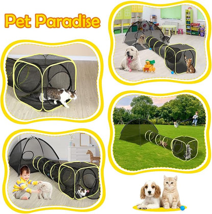 Outdoor Cat Enclosures for Indoor, Portable Mesh Tent, Outdoor pet Tunnel - Image 3