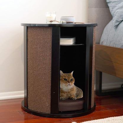 The Refined Feline Purrrrfect End Table Cat Bed Cave in Black Espresso by TheRefinedFeline
