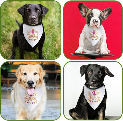It's My 4th Birthday Dog Bandana Happy 4th Birthday Pet Triangle Scarf - Image 4