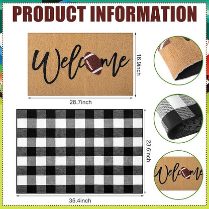 Tinideya 2 Pcs Door Mat Welcome Non Slip Coir Mats Floor Layering Doormats - Image 2