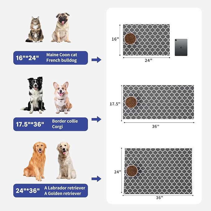 Cooyes Large Dog Food Mat 17.5"×36", Ultra-Absorbent Dog Bowl Mat - Image 6