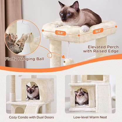 Yaheetech Cat Tree for Indoor Pets, 36in Tower Condo w/Extra Large Perch - Image 4