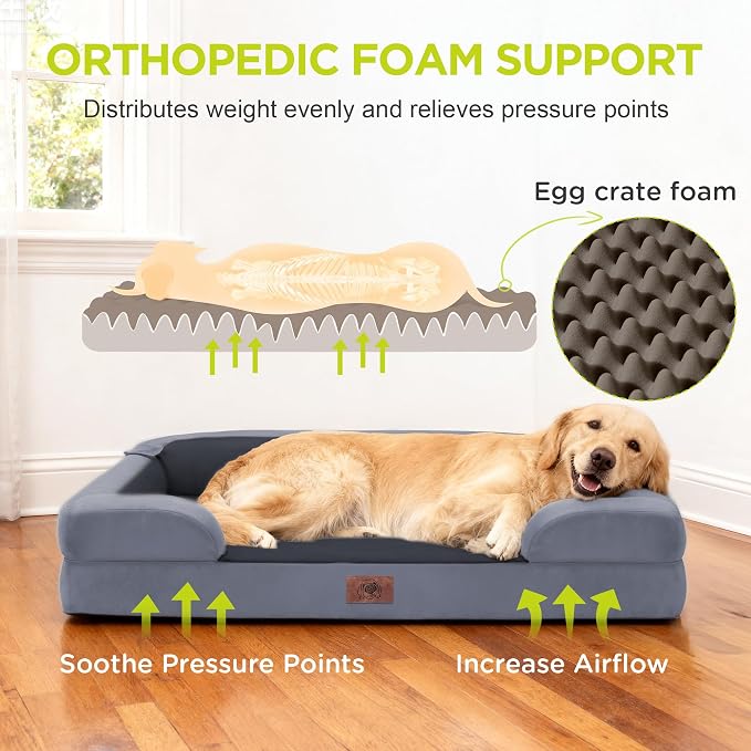 Orthopedic Dog Beds for Large Medium Dogs, Big Waterproof Memory Foam Pet Couch - Image 2