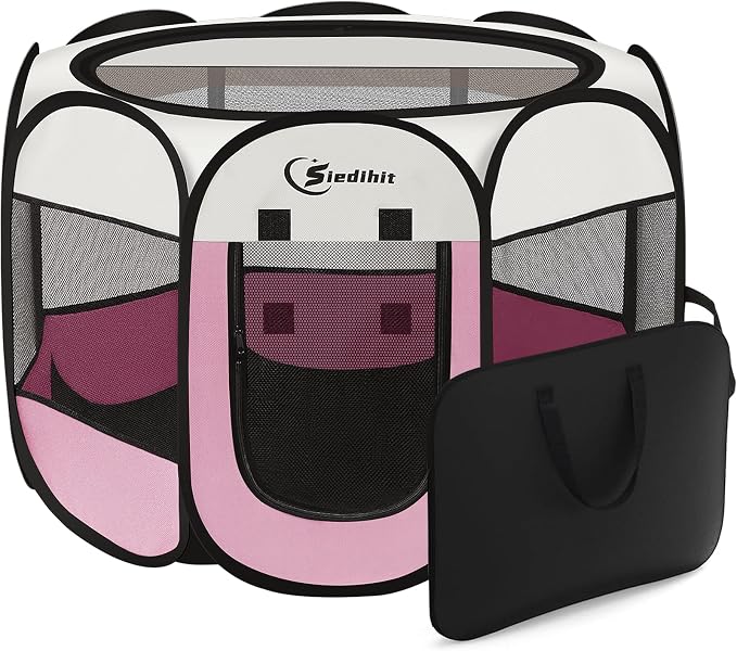 Pink Puppy Playpen for Large Dog Cat, Dog Tent Crates Cage Indoor/Outdoor by Siedihit