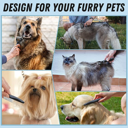 Pet Grooming Brush and Metal Comb Combo, Cat Brush Dog Brush - Image 7
