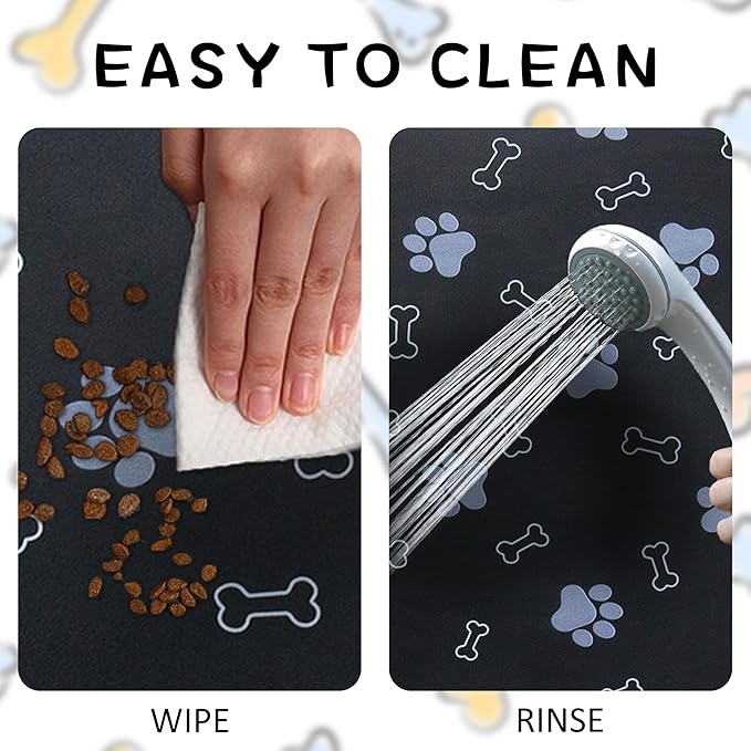 Pet Cat Dog Food Non Slip Mat for Water Bowl, Quick Dry Absorbent Feeding Mat - Image 3