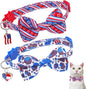 American Flag Cat Collar with Bell Bow Tie Star Breakaway by DILLYBUD