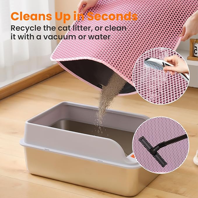 Small Cat Litter Mat, 20x14’’ Double Layer Honeycomb Cat Litter Box Mat - Image 5