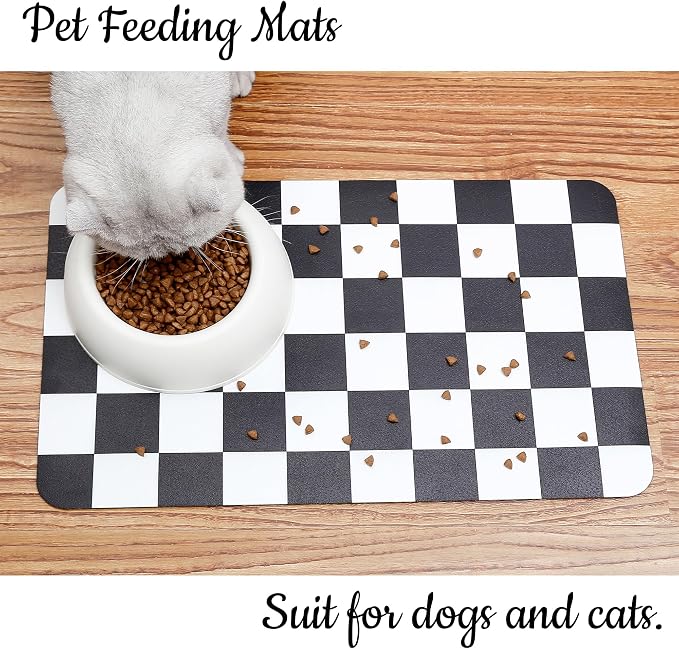 Ralxion Checkered Dog Feeding Mat, Absorbent Mats - Image 4