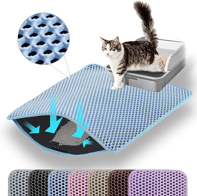 Cat Litter Mat, 24x18 Inches Large Double Layer Honeycomb Cat Litter Trapping by Petinstinct