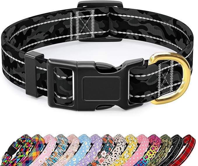 Reflective Dog Collar for Small Dogs Cats, Cute Camouflage Adjustable by TMOODEL