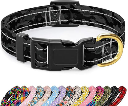 Reflective Dog Collar for Medium Dogs, Cute Camouflage Adjustable Heavy-Duty by TMOODEL