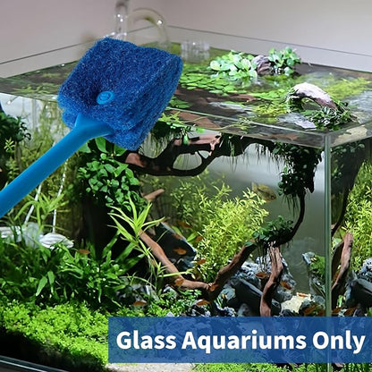 SLSON Aquarium Algae Scraper Double Sided Sponge Brush Cleaner Long Handle Fish - Image 2