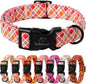 Fall Dog Collar, Fall Orange and Red Plaid Puppy Collar, Adjustable Cotton by Babolepet