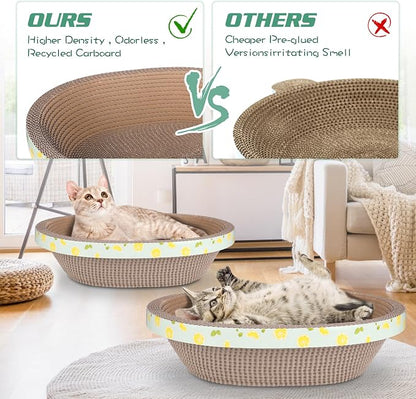 2pc Set Includes 1 X 19.5 Large + 1 X 14.96 Cute Cat Scratcher Cardboard Bed - Image 3