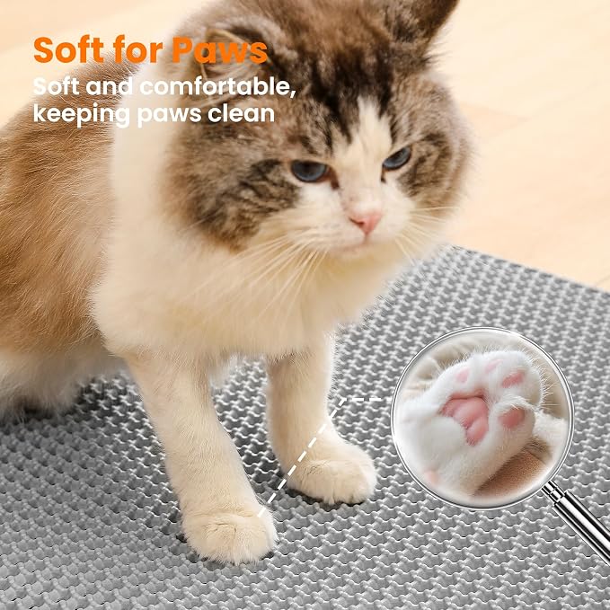 Jumbo Cat Litter Mat, 46x26 Inches Double Layer Honeycomb Litter Trapping Mat - Image 7