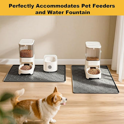 Pieviev 34''x22'' Dog Cat Food Bowl Mat, Silicone Waterproof Food Grade Pet - Image 8
