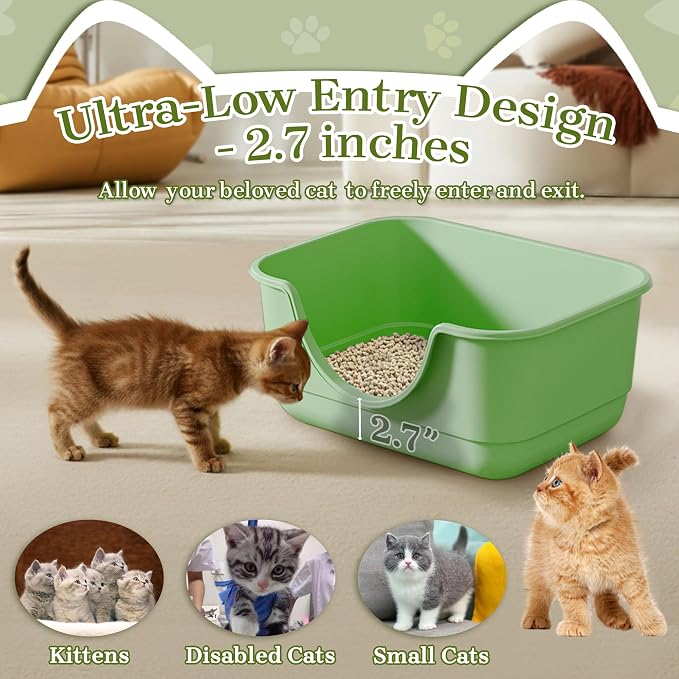 Low Entry Small Litter Box for Kittens, Kitty Plastic Litter Boxes, Open Top - Image 2