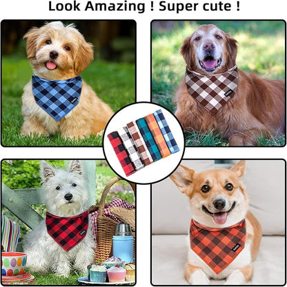 Buffalo Plaid Dog Bandanas Fall Christmas Small 6PCS Dog Gifts Red Blue Green - Image 6