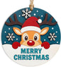Merry Christmas Ornament, Funny Rustic Christmas Ornament, Cute Reindeer by NELXI