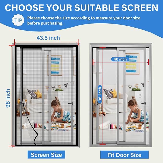 Magnetic Screen Door Left Right Side Opening Upgraded PET Mesh Greater Than - Image 2
