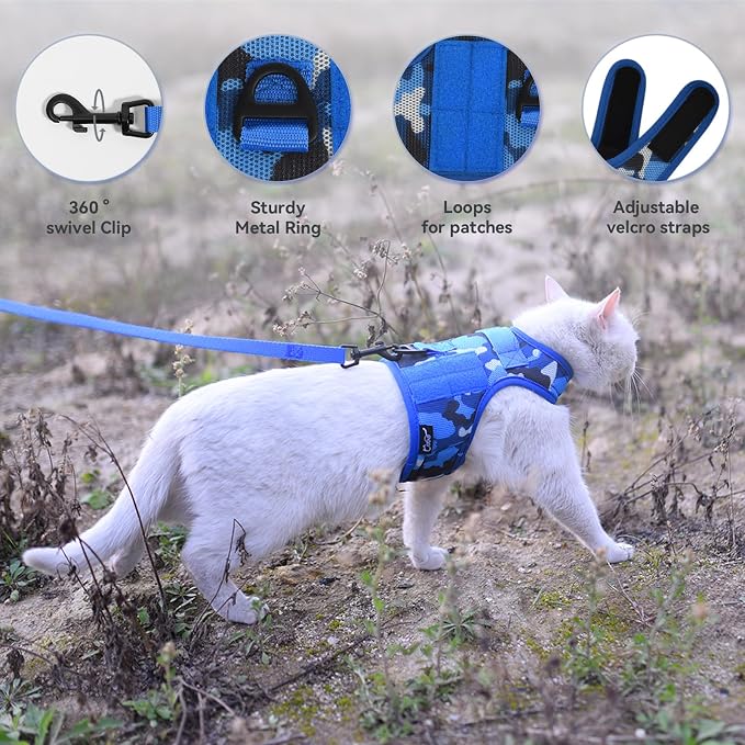 Tactical Cat Harness and Leash for Walking Escape Proof Breathable Mesh Fabric - Image 3